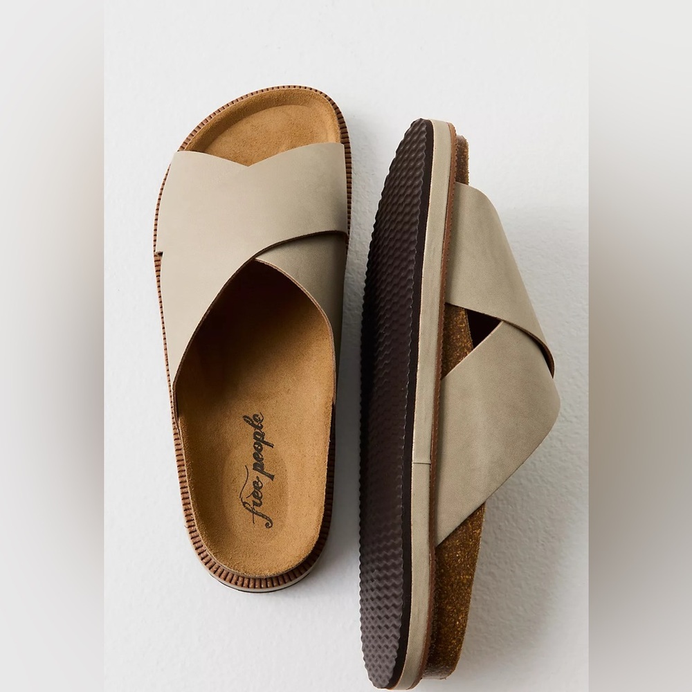 Free People Sideline Footbed Sandals in Grey